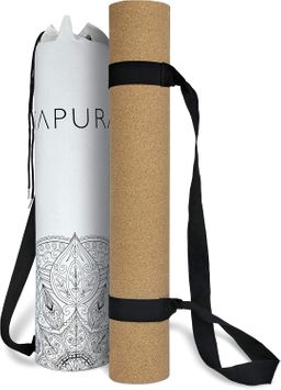 Yogamatte 1,9m Naturkork + Kautschuk | Extralang | 190cm Korkmatte inklusive Tragetasche | SAPURA