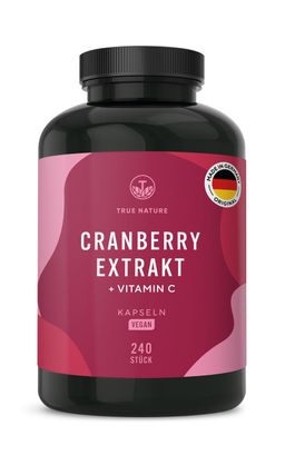 TRUE NATURE® Cranberry Extrakt Kapseln + Vitamin C - 6% Proanthocyanidine