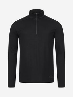 ALPENWERT Zip Longsleeve Herren 100% Merino Schwarz XL