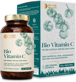 NATURE BASICS® - Natürliches Bio Vitamin C mit Bio Acerola und Bio Camu Camu Vegan