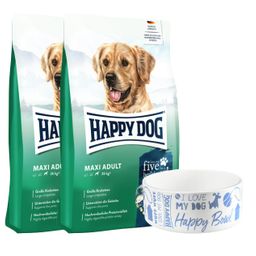 Happy Dog fit & vital Maxi Adult + Happy Dog Futternapf für normalaktive Hunde