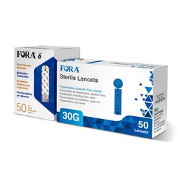FORA 6 Glukoseteststreifen + FORA Lanzetten 30G - Kompatibel mit FORA 6 Connect