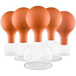 Pulox Schröpfgläser Set aus Echtglas - 5x Schröpfglas mit Saugball, verschiedene Größen in Braun