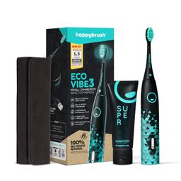 happybrush Schallzahnbürste Eco VIBE 3 Black-Mint | Set