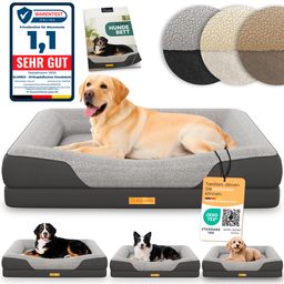 ELONEO Orthopädisches Hundebett, Größe L - Grau