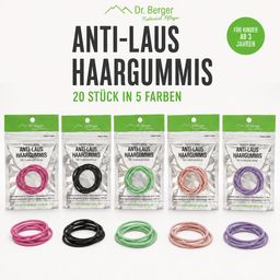 Original Dr. Berger Anti-Laus-Haargummis gegen Kopfläuse 20 Stück in 5 verschiedenen Farben