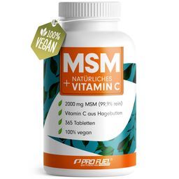 ProFuel - MSM 2000mg pro Tag + natürliches Vitamin C - 365 MSM Tabletten mit Methylsulfonylmethan