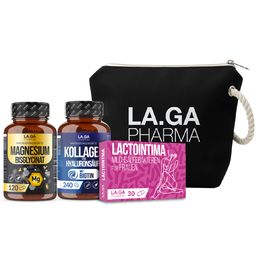 LA.GA Frauen Sparset – Magnesium + Kollagen + Lactointima + Strand-Clutch