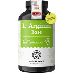 NATURE LOVE® L-Arginin Base mit Citrullin - 365 Stk - pflanzliches Arginin BASE Form 99,7+% Reinheit