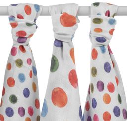 xkko Bamboo-Mullwindel Digitaldruck 70x70 3er-Set Watercolour Polka Dots