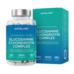 Aavalabs Glucosamin Boswellia MSM Kapseln - Ohne Fisch & Krustentiere - 2-Monats-Vorrat