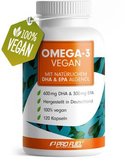 ProFuel - Omega-3 Vegan Kapseln - 600 mg DHA + 300 mg EPA pro Tagesportion (2 Kapseln)