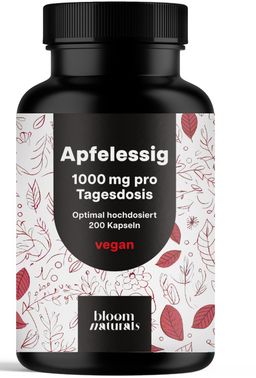 Bloom Naturals Apfelessig Kapseln Hochdosiert - 200 Kapseln - 3 Monate Vorrat
