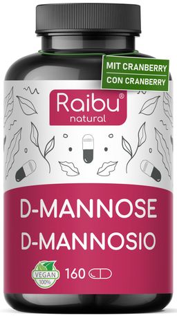 D-Mannose mit Cranberry Kapseln, Hergestellt in Deutschland, 160 St- RAIBU
