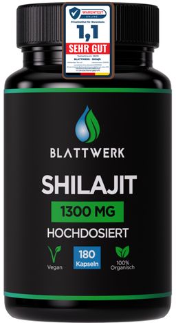 Himalaya Shilajit original - 3 MONATE VORRAT - 180 Kapseln / 1300 mg  - Laborgeprüft - BLATTWERK