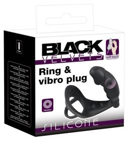 Black Velvets - Vibro-Penisring mit Plug - P-Stimulation