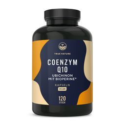 Coenzym Q10 200mg Kapseln Vegan + 5,26mg BioPerine® Schwarzer-Pfeffer-Extrakt - TRUE NATURE®