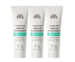 Urtekram Zahncreme STRONG MINT Sensitive Zahnpasta ohne Fluorid