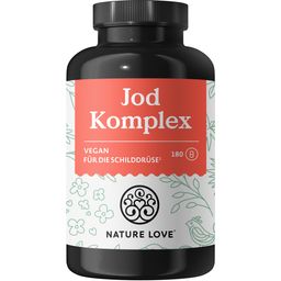 NATURE LOVE® Jod Komplex Schilddrüse – 180 Kapseln – mit Jod, Selen, L-Tyrosin, Vitamin B & D
