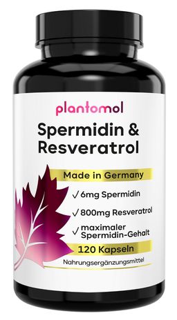 plantomol® Spermidin Resveratrol - 6mg Spermidin Kapseln mit 800mg Trans-Resveratrol pro Tag