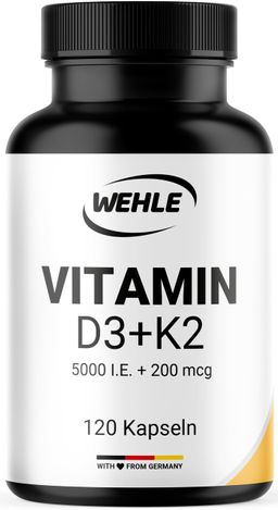 Vitamin D3 K2 Depot - 120 Kapseln - 5000 IE D3 & 200 µg K2 - Wehle Sports®