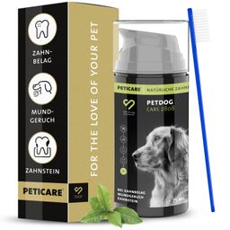 Peticare Zahnpasta für Hunde, natürliche Zahncreme gegen Zahnstein & Mundgeruch, inkl. Bürste