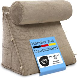 ELONEO Rückenkissen mit Nackenrolle für Bett & Sofa 55x50x30cm, waschbarer Bezug