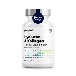 gloryfeel Hyaluronsäure + Kollagen 180 Kapseln - mit Biotin, Vitamin C, Zink, Selen & Silizium