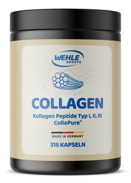 Kollagen Hydrolysat Typ 1, 2 & 3 - 315 Kapseln - 4550 mg Kollagen pro Tag - Wehle Sports®