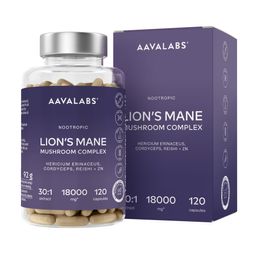Aavalabs Lion's Mane Hericium Erinaceus 18.000mg - Reishi, Cordyceps & Zink - 120 Kapseln