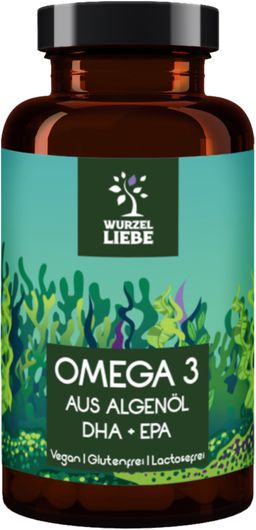 Omega 3 vegan aus Algenöl DHA + EPA - 1000 mg Tagesdosis - WURZELLIEBE