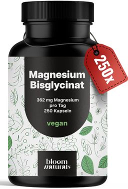 Magnesium Bisglycinat - 250 Kapseln - 362 mg Magnesium - Bloom Naturals®