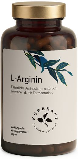 Kurkraft© L-Arginin – 3.750 mg aus L-Arginin HCL – 240 Kapseln – 40 Tage – vegan