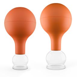 Pulox Schröpfgläser aus Echtglas mit Saugball - Set Duo klein in Braun