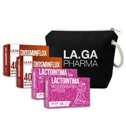 LA.GA Doppelpack 2-Monats-Kur – Lactointima + Diosminflux + Strand-Clutch