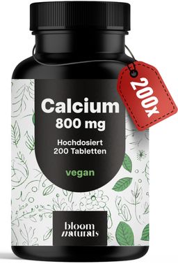 Calcium Tabletten - 200 Tabletten - 800mg Kalzium pro Tag - Bloom Naturals®