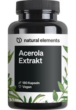natural elements Acerola Extrakt + Vitamin C – 180 Stk – 660mg Acerola Extrakt & 165 mg Vit C/Kapsel