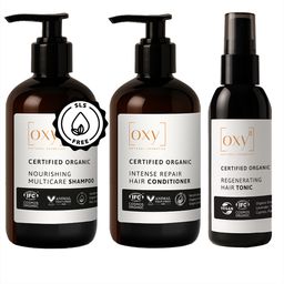 OXY8 Naturkosmetik HAARPFLEGE SET – Shampoo, Conditioner & Tonic gegen Haarausfall & für Glanz