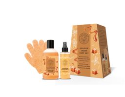 CARESSE Geschenkset (Duschgel + Körperspray + Handschuh) Golden Light