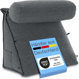 ELONEO Rückenkissen mit Nackenrolle für Bett & Sofa 55x50x30cm, waschbarer Bezug