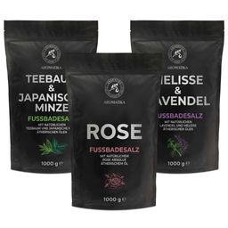 AROMATIKA Fußbadesalz Set mit Melisse und Lavendel - Teebaum und Japanische Minze