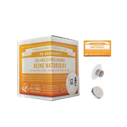 Dr. Bronner's  Zitrus Orange reine Naturseife mit Magnetseifenhalter