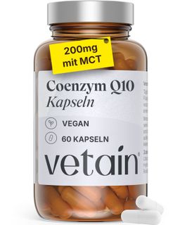 VETAIN Coenzym Q10 200mg - Hochdosiert mit Ubiquinon & MCT - Aus pflanzlicher Fermentation