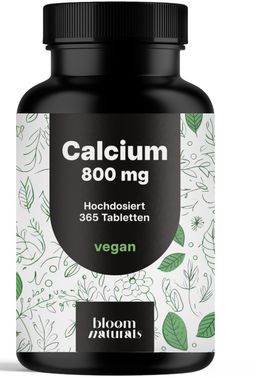 Bloom Naturals Calcium Tabletten Hochdosiert - 365 Tabletten - 6 Monate Vorrat