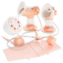 Annabella Elektrische Milchpumpe Doppel mit Zungensimulation, 9 Stufen, Nachtlicht & Still-BH