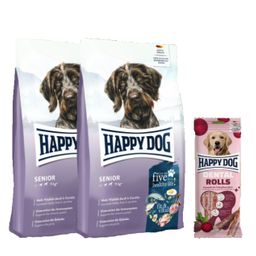Happy Dog Fit & Vital Senior Doppelpack + Happy Dog Dental Rolls für Hunde