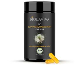 BIOLAVIVA BIO-Schwarzkümmel-Extrakt Kapseln mit 5.000mg Thymochinon | laborgeprüft | vegan