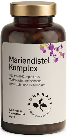 Kurkraft Mariendistel Komplex – Artischocke, Löwenzahn & Desmodium – 80 % Silymarin – 120 Kapseln