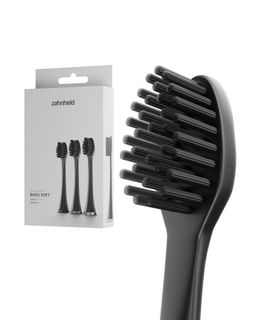 Zahnheld Bürstenkopf Basic Soft schwarz (3 Stück) - für sensibles Zahnfleisch & Zähne