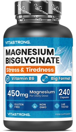 Vitastrong Magnesium Bisglycinat 3.750 mg + 240 Kapseln – Energie, Muskeln & Müdigkeit